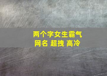 两个字女生霸气网名 超拽 高冷